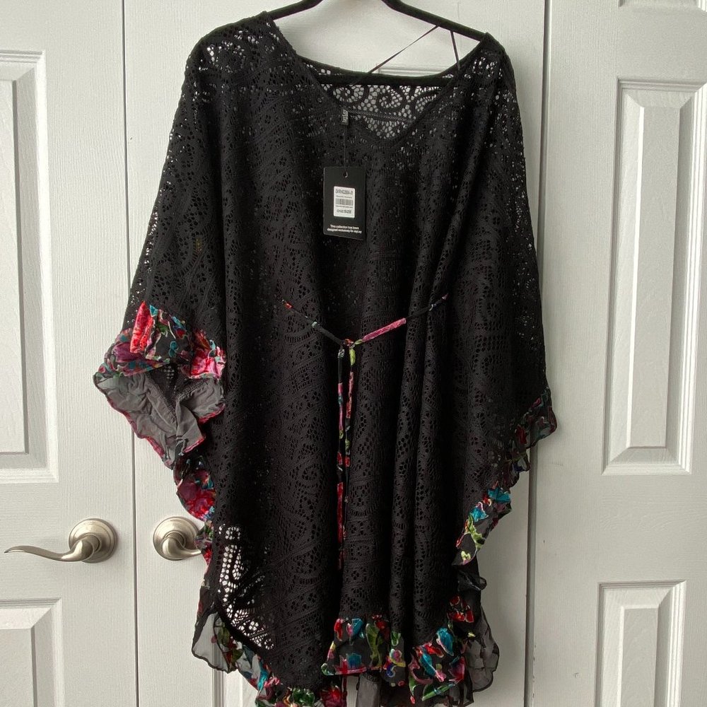 Sexy Black Lace Beach Cover Up Dress NWT